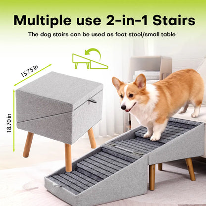 2-In-1 Convertible Home Step Stool 17'' Dog Stairs Ramp for Couch for all sized dogs