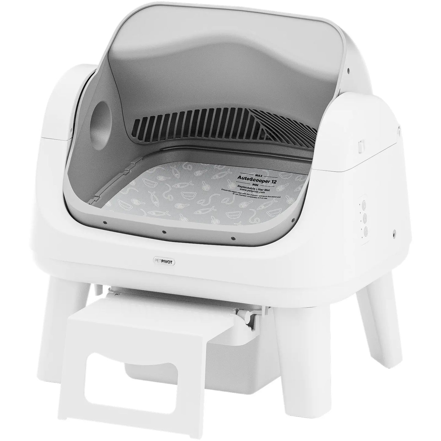 Petpivot Autoscooper 12 Lite Open Top Self Cleaning Cat Litter Box, Automatic Litter Box with 7 Pairs of Safety Sensors, Anti-Pinch Protection, Easy Access Step for Senior Cats