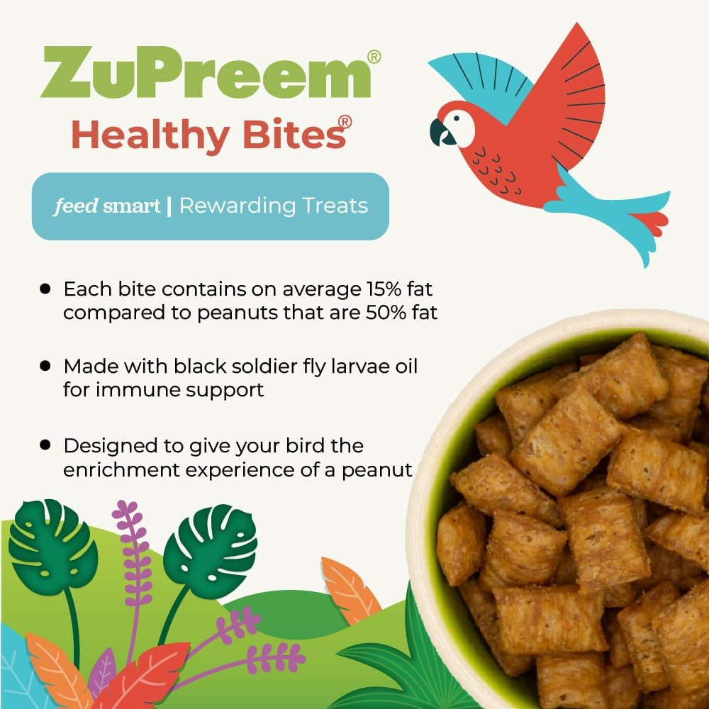 Healthy Bites, Rewarding Bird Treat, Medium/Large to Large Birds, No Artificial Flavors or Preservatives, Treat for Conures, Caiques, Cockatoos, and Amazons, 3Oz