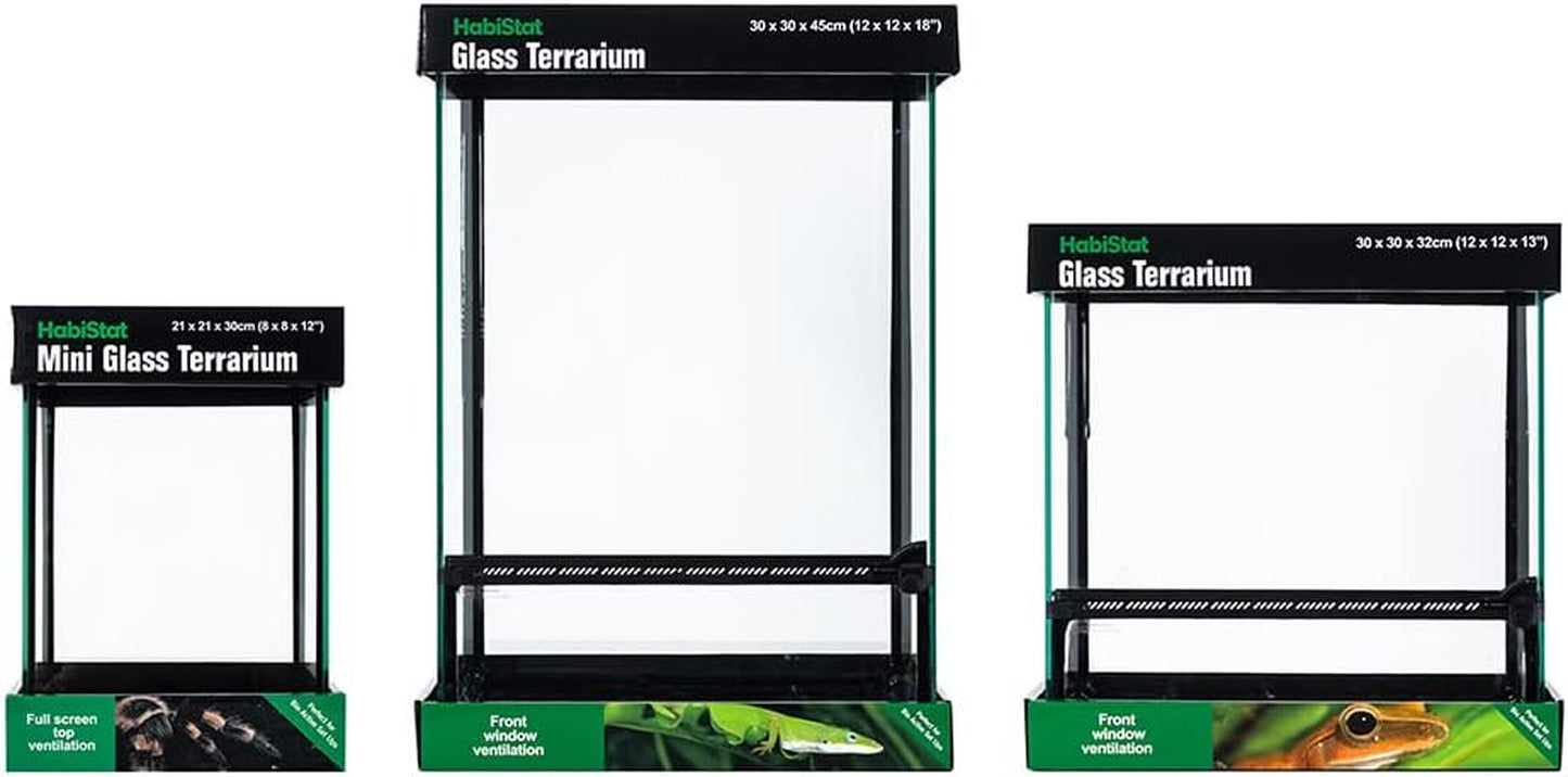 Glass Terrarium for Reptiles 12"X12"X18" – Stackable Reptile Enclosure for Inverts & Amphibians with Lock & Waterproof Base, Ideal Terrarium Tank for Chameleons, Geckos and Bioactive Setups