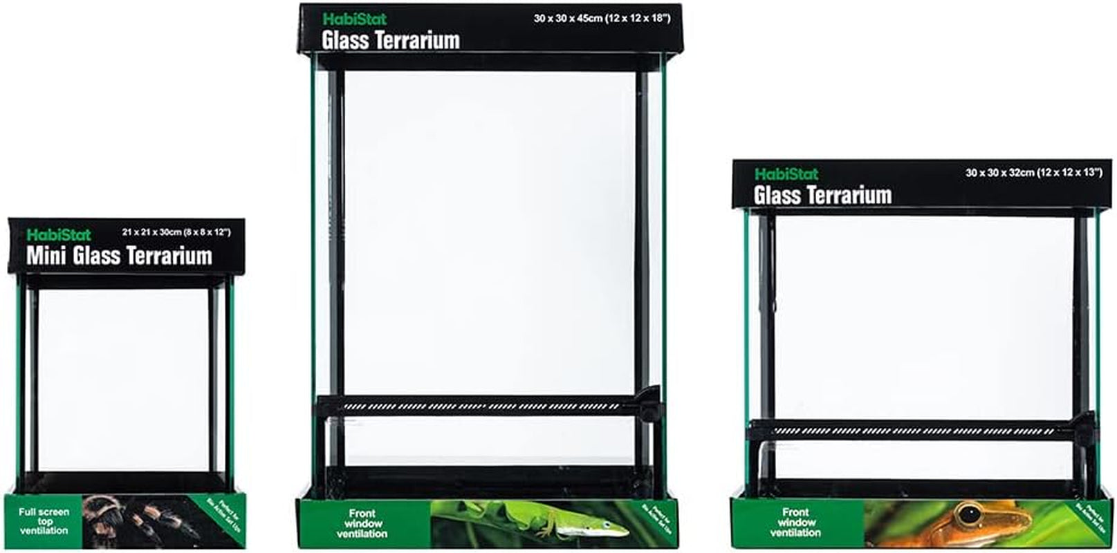 Glass Terrarium for Reptiles 12"X12"X18" – Stackable Reptile Enclosure for Inverts & Amphibians with Lock & Waterproof Base, Ideal Terrarium Tank for Chameleons, Geckos and Bioactive Setups