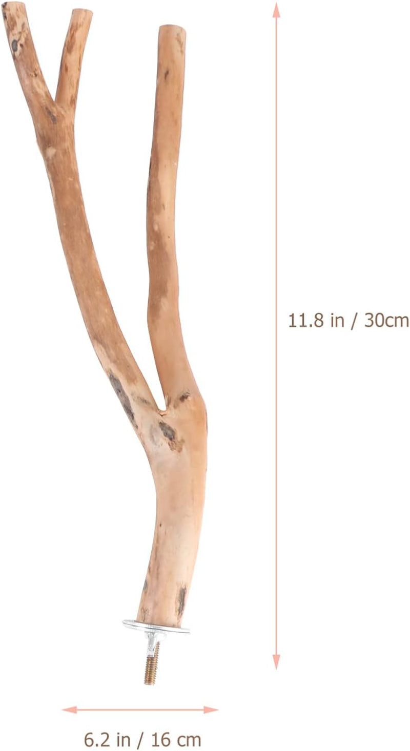 2Pcs Bird Parrot Perch Stand Poles, Natural Wooden Parrot Perch for Cage, Branches Fork Rod for Small Parakeets Cockatiels Conure Lovebirds Bird Cage Accessories