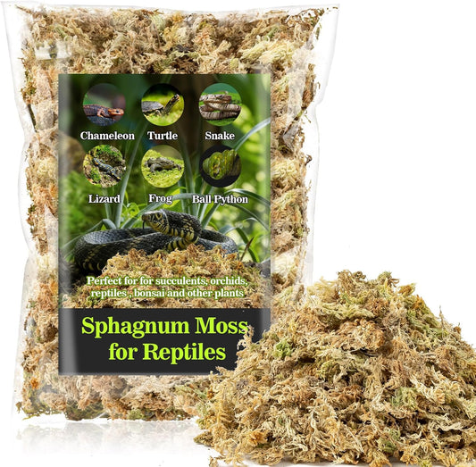 Sphagnum Moss for Reptiles - 3.5 OZ Reptile Peat Moss for Terrarium Bedding Reptiles Substrate for Reptile Tank, Snake, Leopard Gecko, Ball Python, Crested Gecko, Turtle, Frog, Hamster