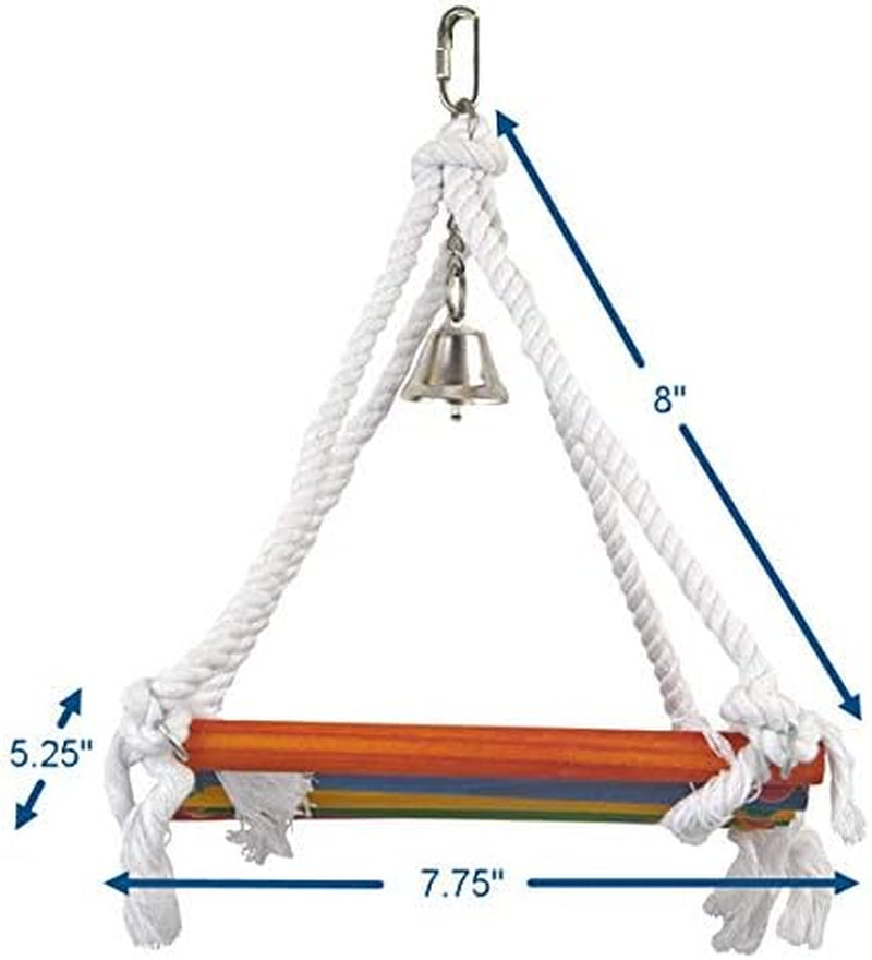 Rope and Wood Platform Swing Bird Toy with Bell - BA1218