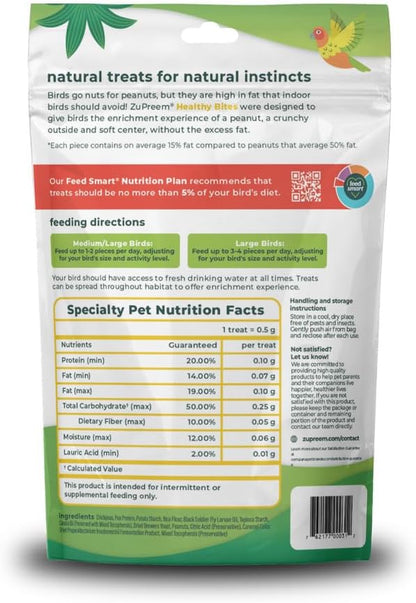 Healthy Bites, Rewarding Bird Treat, Medium/Large to Large Birds, No Artificial Flavors or Preservatives, Treat for Conures, Caiques, Cockatoos, and Amazons, 3Oz