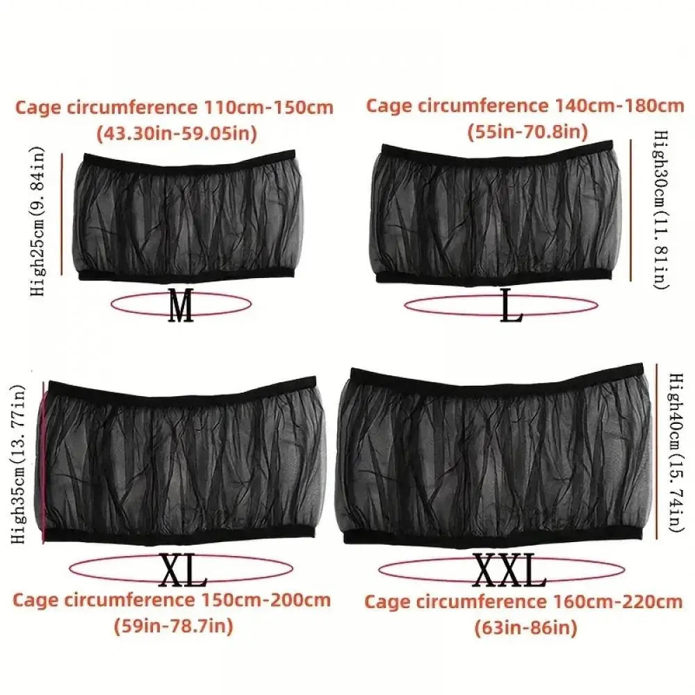 Bird Cage Cover, 360 Degrees Covering Bird Cage Mesh Net, Elastic Birdcage Cover, Soft Bird Seed Guard Skirt for Home, Bird Cage Accessories, Bird Cage Veil