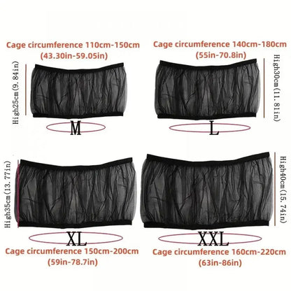 Bird Cage Cover, 360 Degrees Covering Bird Cage Mesh Net, Elastic Birdcage Cover, Soft Bird Seed Guard Skirt for Home, Bird Cage Accessories, Bird Cage Veil