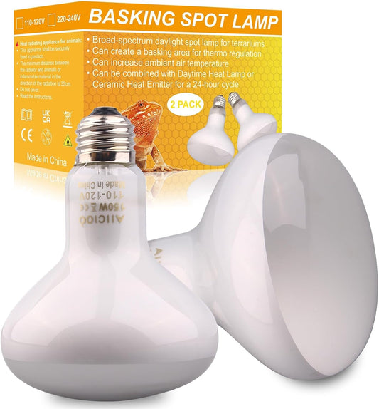 Reptile Basking Light Bulb - 150W Reptile Heat Lamp 2 Pack UVA Daylight Amphibians Basking Bulb for Bearded Dragon Turtle Hermit Crab Gecko Lizard Chicken