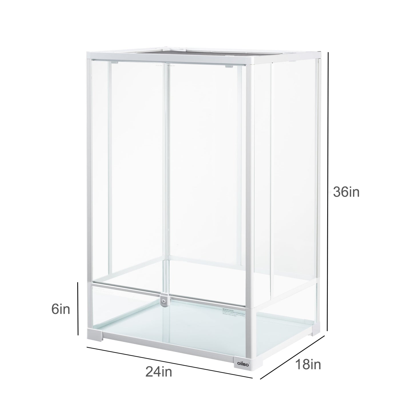 White Reptile Glass Terrarium 24 X 18 X 36 Inches
