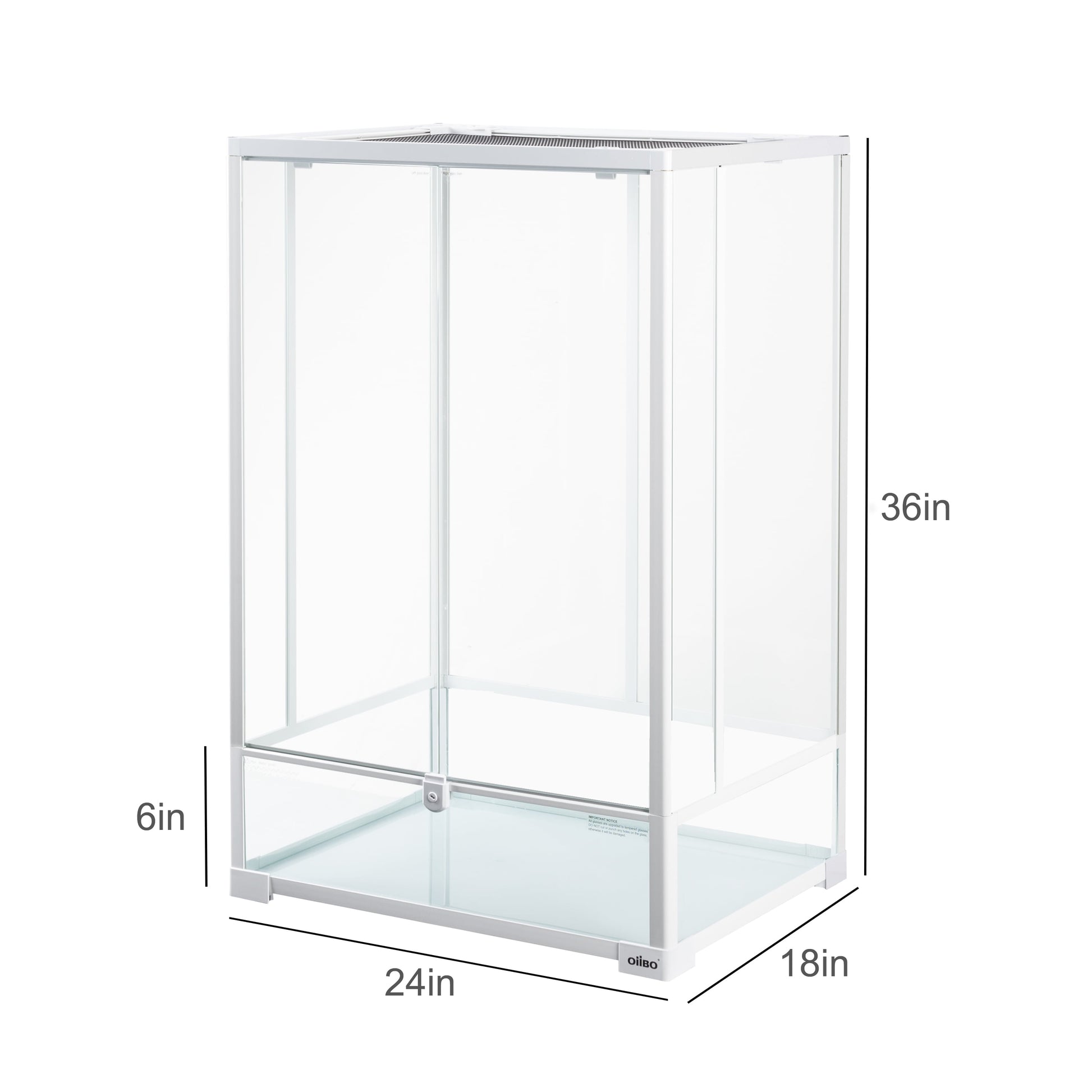 White Reptile Glass Terrarium 24 X 18 X 36 Inches