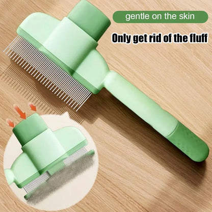 Professional Pet Comb for Dogs and Cats - Stainless Steel Teeth for Shedding and Tangle Removal, Self-Cleaning Design with Release Button