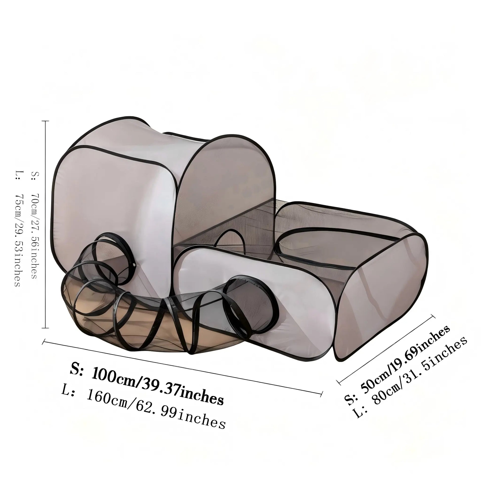 Portable Cat Tunnel Fence, Breathable Soft Tunnel, Indoor Outdoor Pet Enclosure, Cat Bed for Cats and Small Dogs, Includes Carry Bag