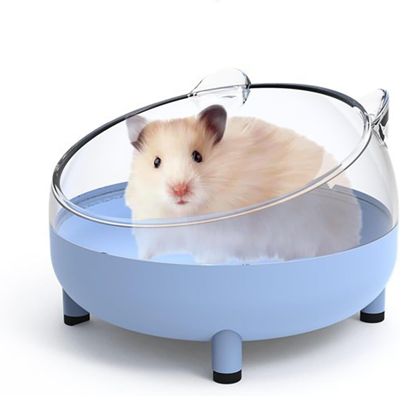 Hamster Sand Bath Container, Large Sandbox Toilet Gerbil Batheoom, Tiny Chinchilla Dust Bathtub Sand Bath Box for Hamster Cage Accessories 6.5 Inch - Blue