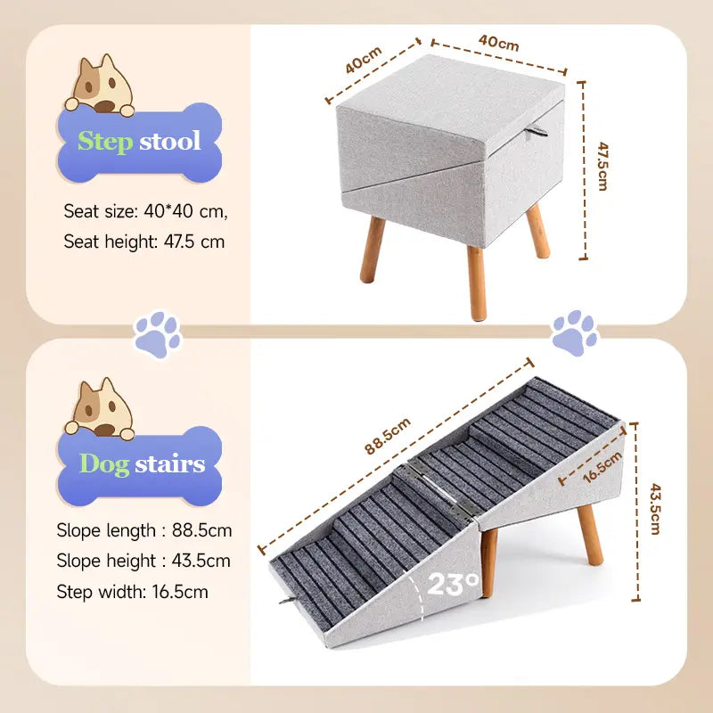 2-In-1 Convertible Home Step Stool 17'' Dog Stairs Ramp for Couch for all sized dogs