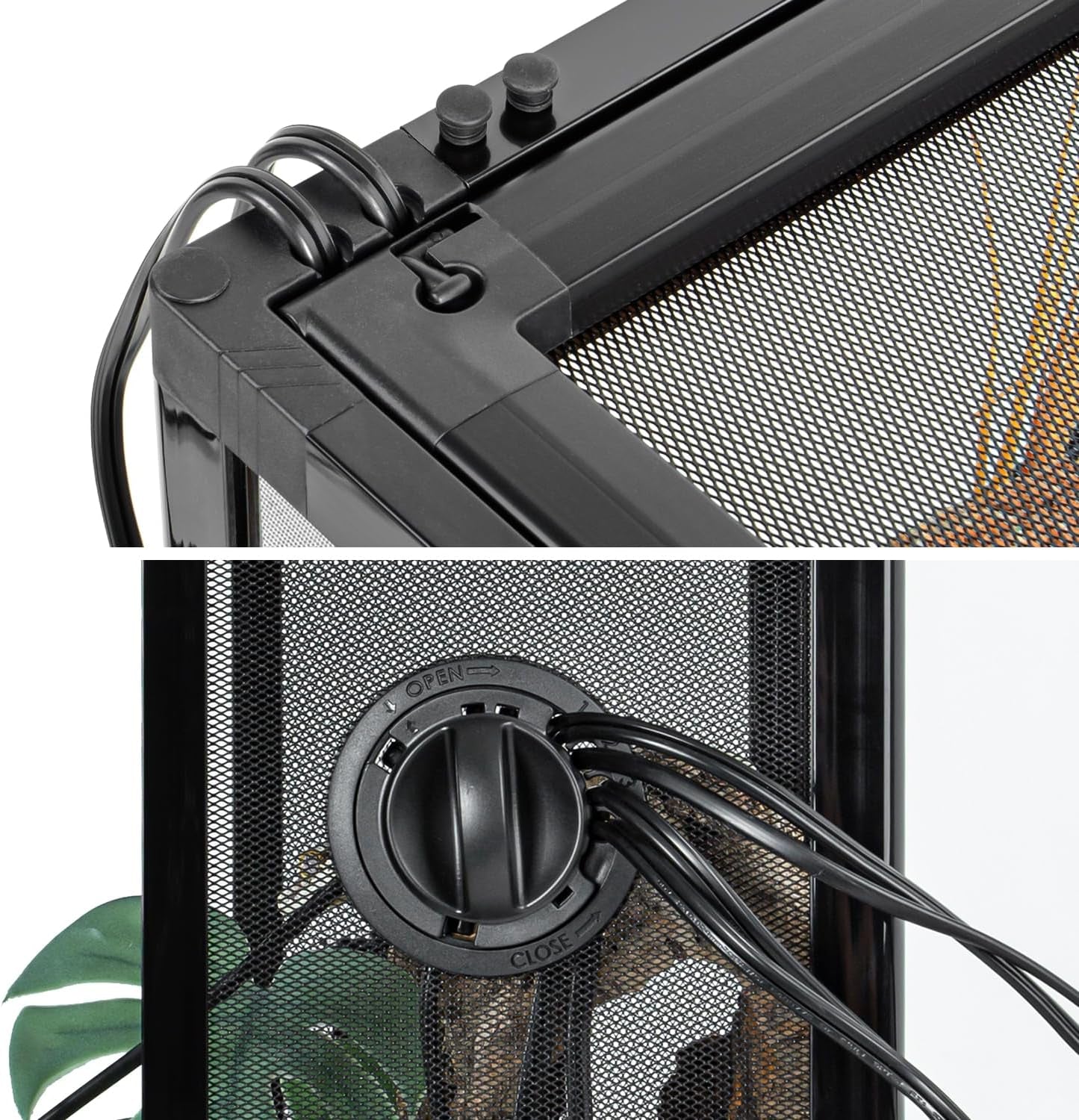 Vertical Habitat Tank 10 Gallon for Tree Dwelling Reptiles and Amphibians, 360°Full Vision Glass Reptile Terrarium 12" X 12" X 18" with Double Side Mesh Panels