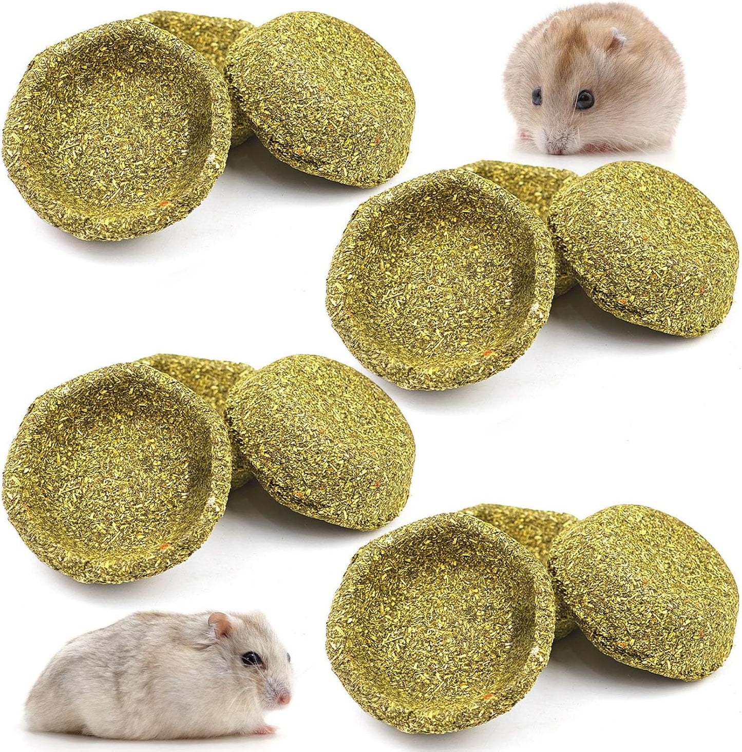 12 Pcs Hamster Edible Premium Timothy Hay Chew Bowl Rabbit Treats for Teeth Chewing Chinchilla Chew & Decor Toys for Syrian Dwarf Hamsters Gerbils Mice