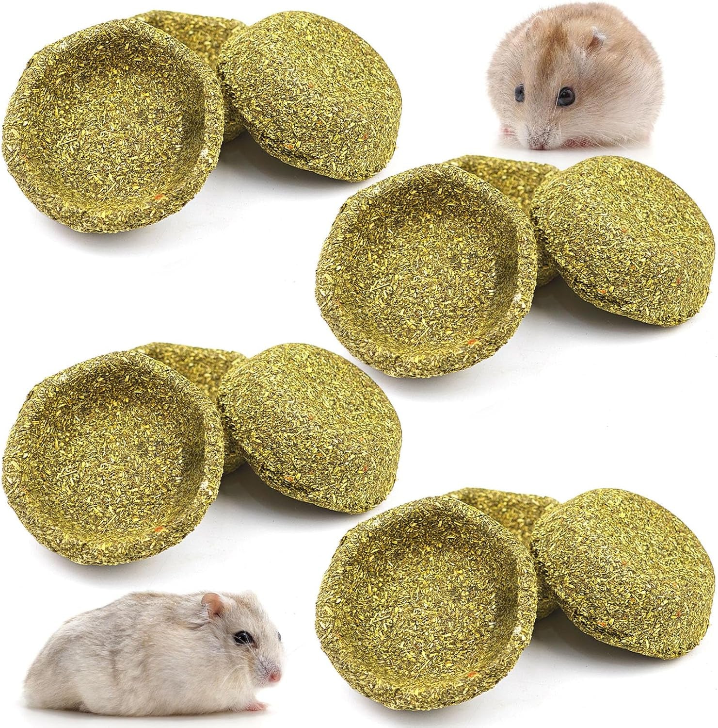 12 Pcs Hamster Edible Premium Timothy Hay Chew Bowl Rabbit Treats for Teeth Chewing Chinchilla Chew & Decor Toys for Syrian Dwarf Hamsters Gerbils Mice