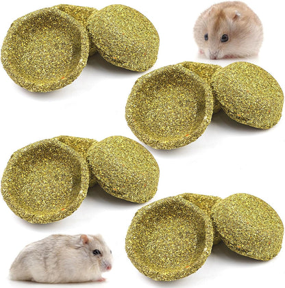 12 Pcs Hamster Edible Premium Timothy Hay Chew Bowl Rabbit Treats for Teeth Chewing Chinchilla Chew & Decor Toys for Syrian Dwarf Hamsters Gerbils Mice