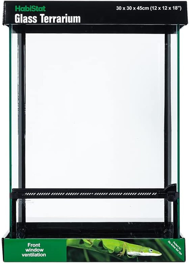 Glass Terrarium for Reptiles 12"X12"X18" – Stackable Reptile Enclosure for Inverts & Amphibians with Lock & Waterproof Base, Ideal Terrarium Tank for Chameleons, Geckos and Bioactive Setups