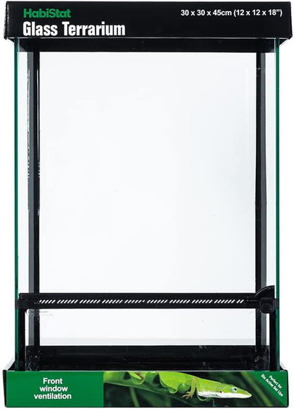 Glass Terrarium for Reptiles 12"X12"X18" – Stackable Reptile Enclosure for Inverts & Amphibians with Lock & Waterproof Base, Ideal Terrarium Tank for Chameleons, Geckos and Bioactive Setups