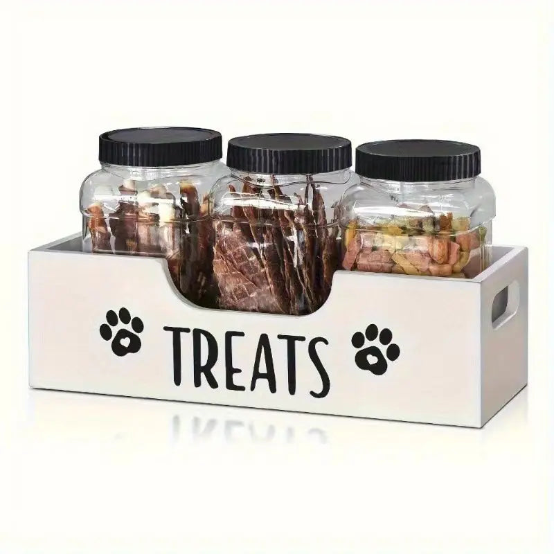 Pet Snack Storage Container - Handcrafted Wooden Feeding Stand for Dog and Cat Treats, Pine Material, Made in China