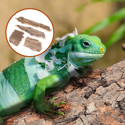 4Pcs Reptile Tree Bark Reptile Hides: Natural Wood Cork Bark Gecko Hide Small Climbing Barks Terrarium Decor Lizard Geckos Tortoise Birdcage Tank Accessories Water Tube Landscaping