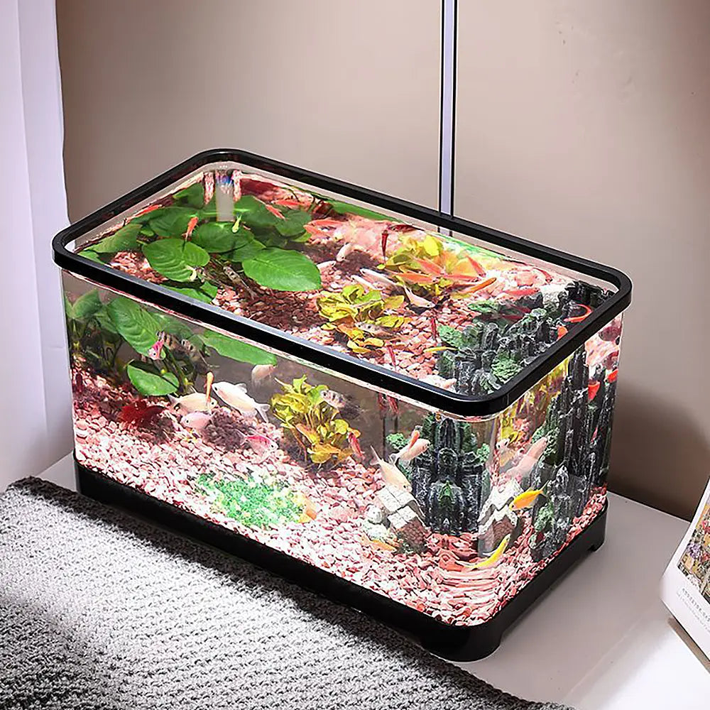 3 Gallons Small Fish Tank Aquarium Starter Kit for Home, Office, Room, Decorative Desktop, Betta Fish Tank with Landscape Set for Shrimp, Jellyfish, Goldfish