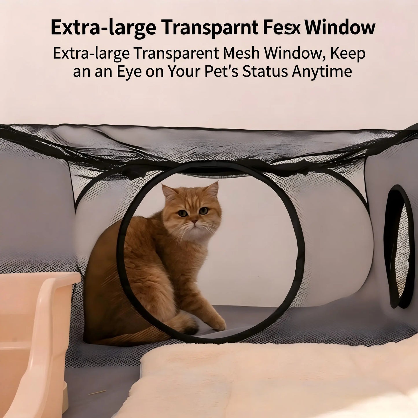 Portable Cat Tunnel Fence, Breathable Soft Tunnel, Indoor Outdoor Pet Enclosure, Cat Bed for Cats and Small Dogs, Includes Carry Bag