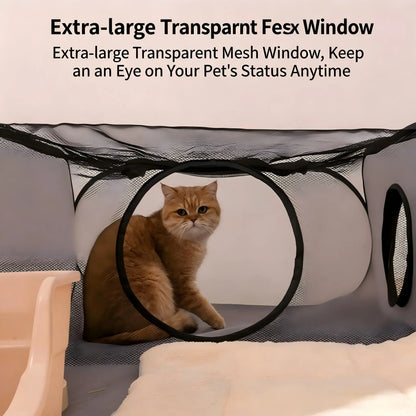 Portable Cat Tunnel Fence, Breathable Soft Tunnel, Indoor Outdoor Pet Enclosure, Cat Bed for Cats and Small Dogs, Includes Carry Bag