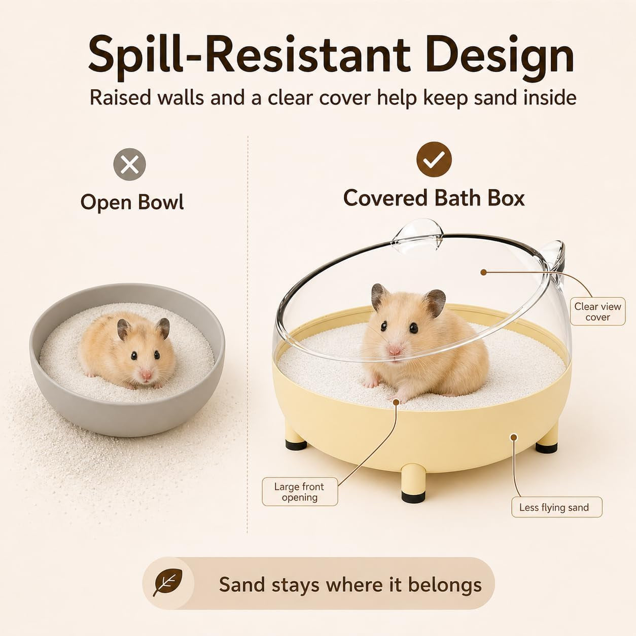 Hamster Sand Bath Container, Large Sandbox Toilet Gerbil Batheoom, Tiny Chinchilla Dust Bathtub Sand Bath Box for Hamster Cage Accessories 6.5 Inch - Blue