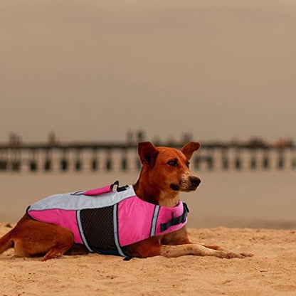 Dog Life Jacket Swimming Vest Small Medium Dogs Neoprene Water Boating Life Preserver Lightweight Reflective Cat Puppy Kayaking Lifesaver for French Bulldog,Yorkie Terrier,Bichon(Pink,S)