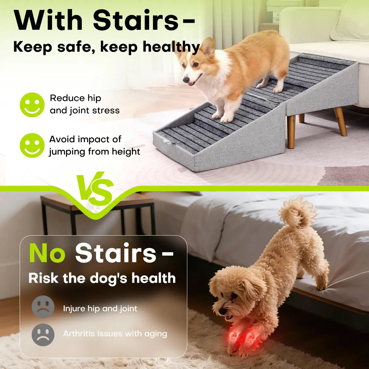 2-In-1 Convertible Home Step Stool 17'' Dog Stairs Ramp for Couch for all sized dogs