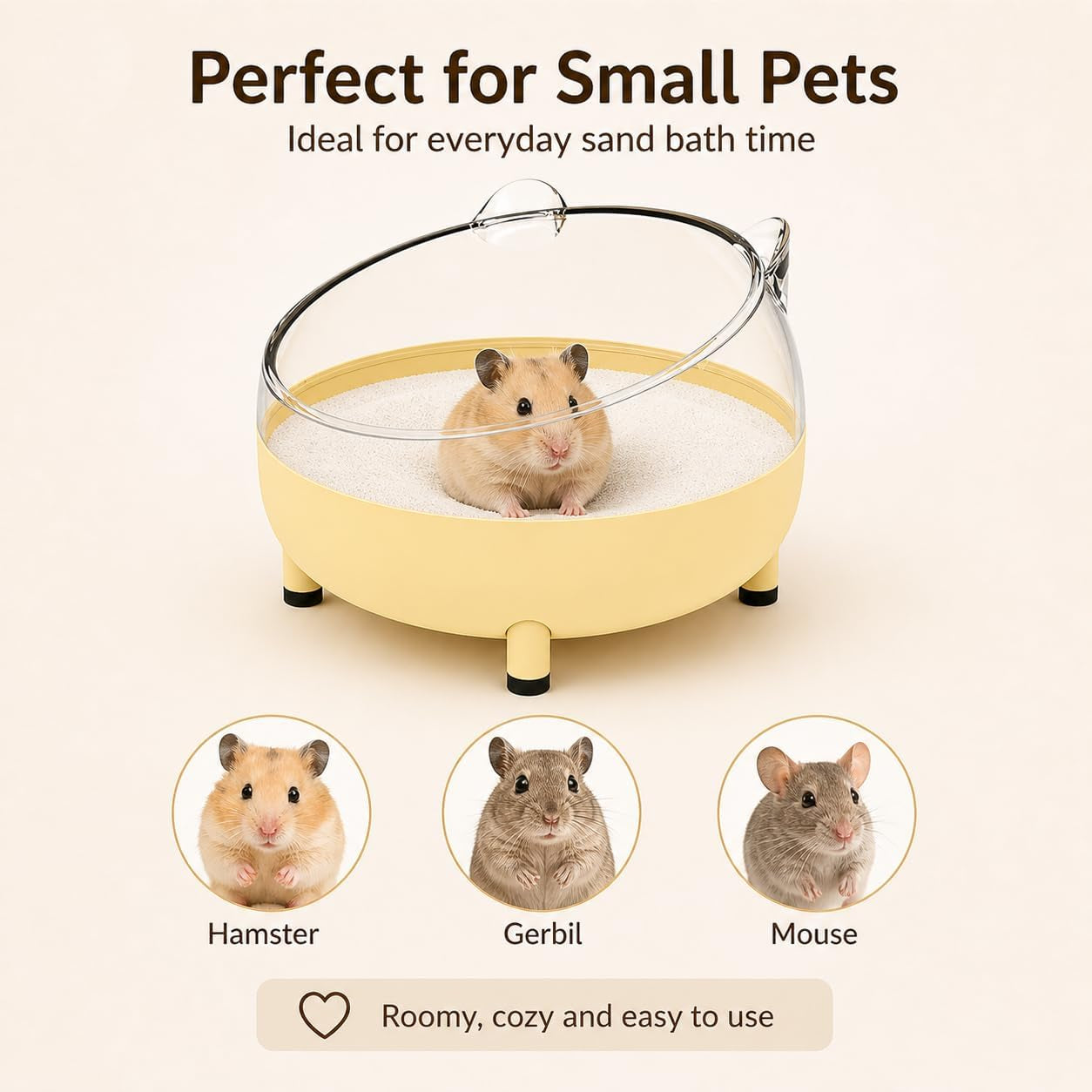 Hamster Sand Bath Container, Large Sandbox Toilet Gerbil Batheoom, Tiny Chinchilla Dust Bathtub Sand Bath Box for Hamster Cage Accessories 6.5 Inch - Blue