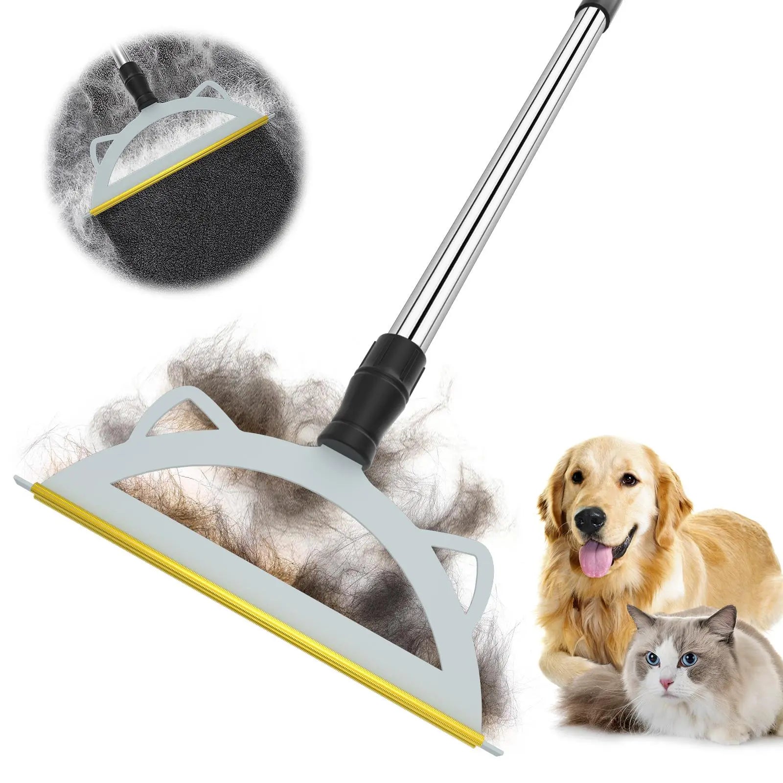 Adjustable Pet Hair Remover Brush with Hanging Ring - Versatile Cleaning Tool for Carpets and Floors, Ideal Gift for Pet Owners