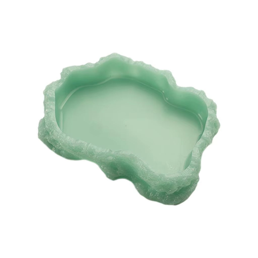 Reptile Water Bowls Decorative Terrarium Habitat Decoration Resin Feeding Bowl for Frog Tortoise Turtle Leopard Gecko