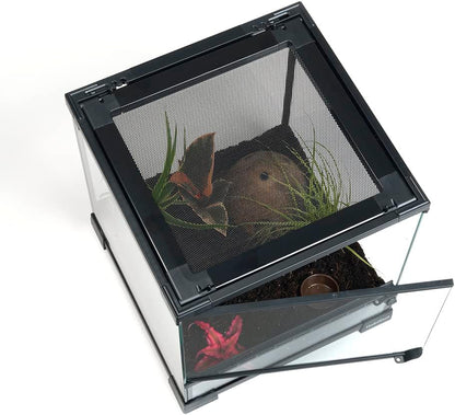 Glass Terrarium for Reptiles 12"X12"X18" – Stackable Reptile Enclosure for Inverts & Amphibians with Lock & Waterproof Base, Ideal Terrarium Tank for Chameleons, Geckos and Bioactive Setups