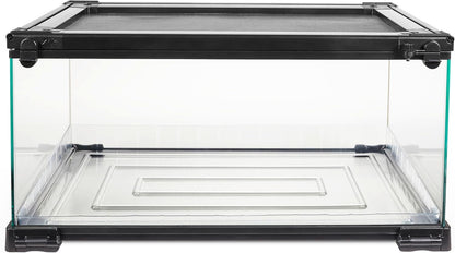 Quickbuild Reptile 10 Gallon Glass Terrarium Habitat with Bedding Tray for Geckos, Snakes, Lizards, Frogs, Turtles, and Tortoises, 20" X 12" X 10"