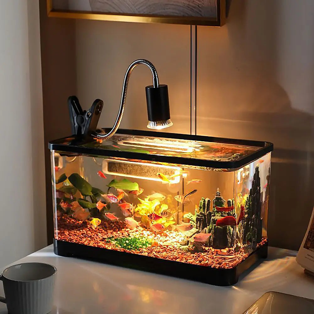 3 Gallons Small Fish Tank Aquarium Starter Kit for Home, Office, Room, Decorative Desktop, Betta Fish Tank with Landscape Set for Shrimp, Jellyfish, Goldfish