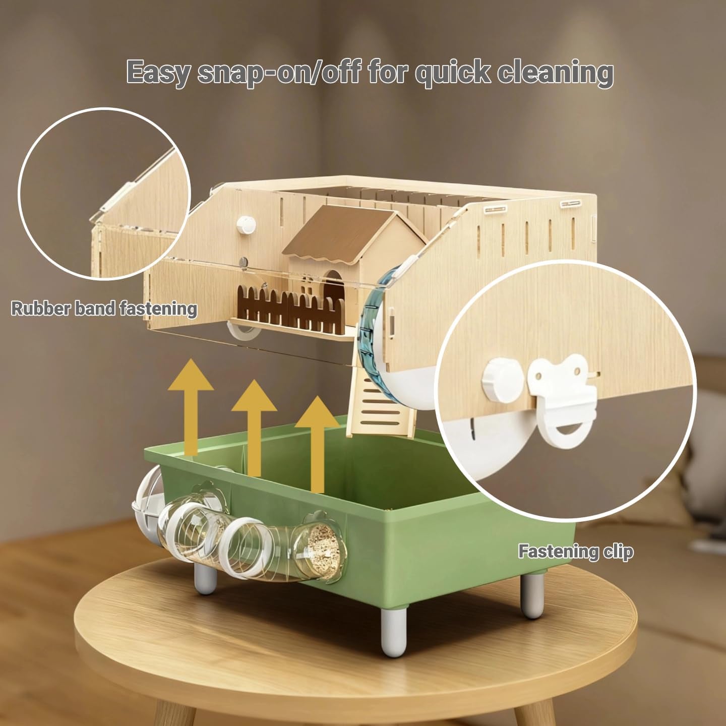 Acrylic Small Animal Cage & Habitat Starter Kit with Accessories | Hamster Cage for Dwarf Hamsters, Easy-Clean Transparent Pet Cage, Suitable for Hamsters and Gerbils (Green)