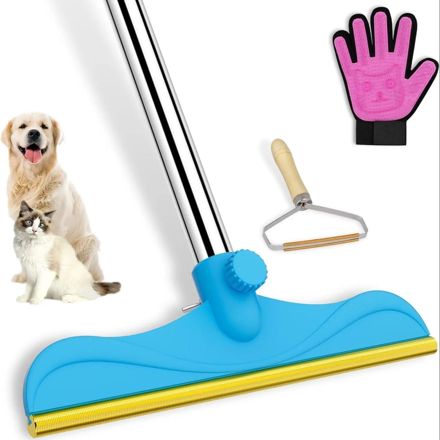 Adjustable Pet Hair Remover Brush with Hanging Ring - Versatile Cleaning Tool for Carpets and Floors, Ideal Gift for Pet Owners