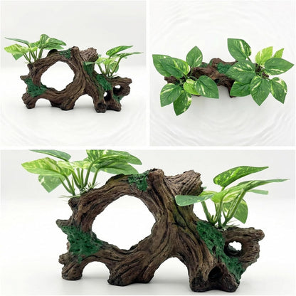 Aquarium Decorations Cave Silk Aquarium Plants Betta Fish Tank Decor Ornament, Soft & Safe Fish Tank Accessories, Goldfish Bowl Decor Artificial Driftwood