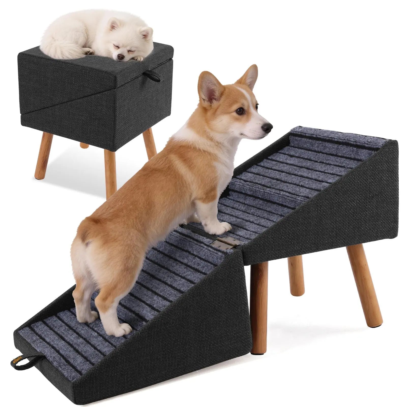 2-In-1 Convertible Home Step Stool 17'' Dog Stairs Ramp for Couch for all sized dogs