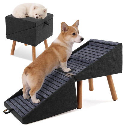 2-In-1 Convertible Home Step Stool 17'' Dog Stairs Ramp for Couch for all sized dogs