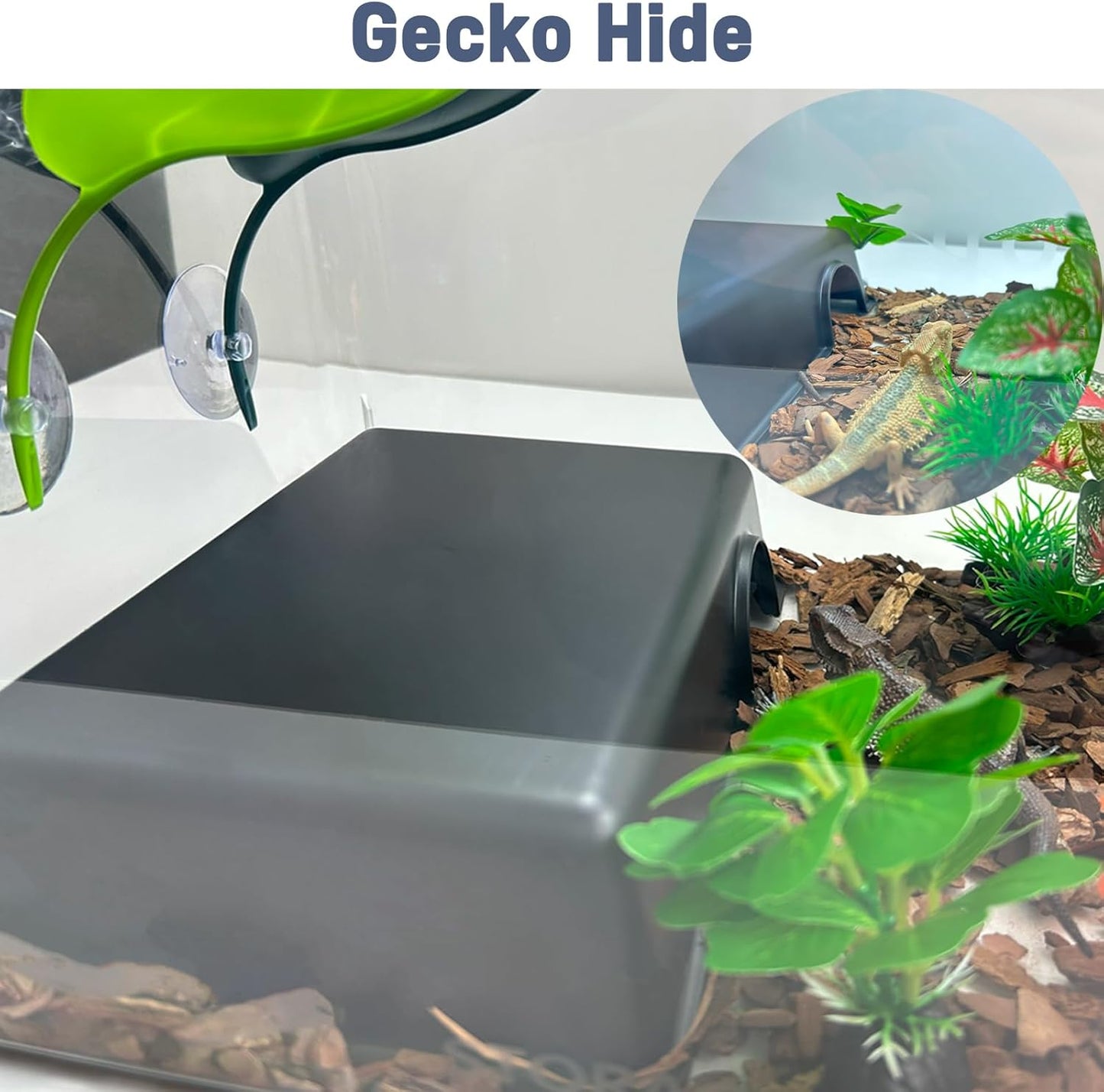 Durable Reptile Hide Box, Ball Python Hide, Leopard Gecko Hide, Bearded Dragon Hide, Easy to Clean Reptile Hides Cave for Tank, Snake Hide Enclosure (9.45" X 6.89" X 2.17" Large)