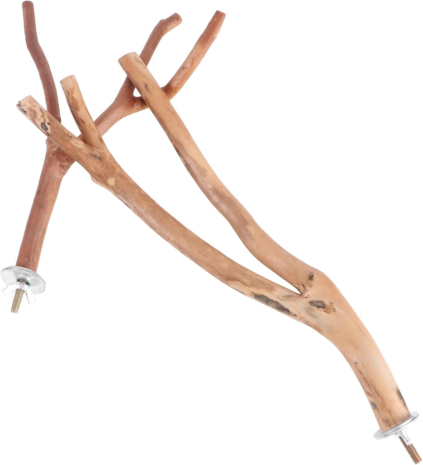 2Pcs Bird Parrot Perch Stand Poles, Natural Wooden Parrot Perch for Cage, Branches Fork Rod for Small Parakeets Cockatiels Conure Lovebirds Bird Cage Accessories