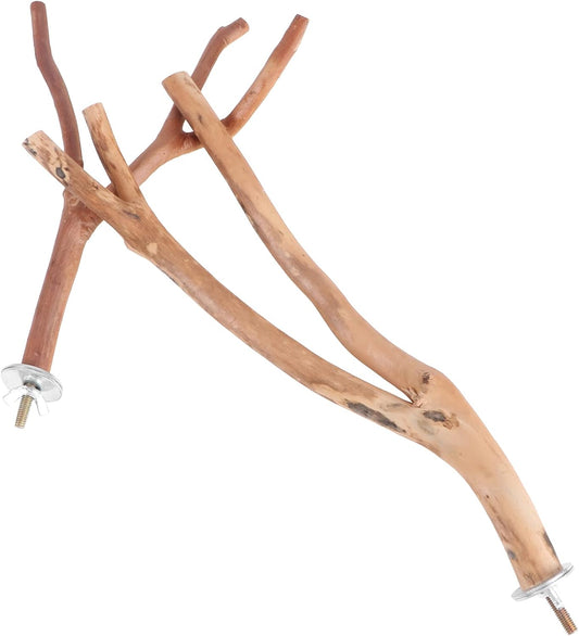 2Pcs Bird Parrot Perch Stand Poles, Natural Wooden Parrot Perch for Cage, Branches Fork Rod for Small Parakeets Cockatiels Conure Lovebirds Bird Cage Accessories