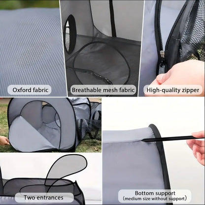 Portable Cat Tunnel Fence, Breathable Soft Tunnel, Indoor Outdoor Pet Enclosure, Cat Bed for Cats and Small Dogs, Includes Carry Bag