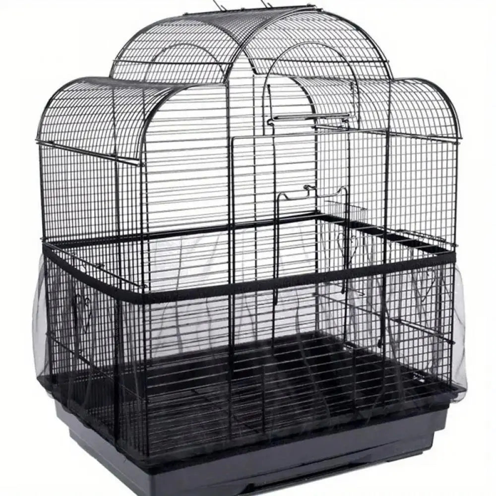 Bird Cage Cover, 360 Degrees Covering Bird Cage Mesh Net, Elastic Birdcage Cover, Soft Bird Seed Guard Skirt for Home, Bird Cage Accessories, Bird Cage Veil