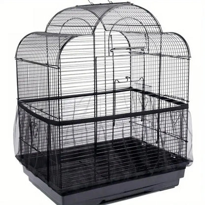 Bird Cage Cover, 360 Degrees Covering Bird Cage Mesh Net, Elastic Birdcage Cover, Soft Bird Seed Guard Skirt for Home, Bird Cage Accessories, Bird Cage Veil