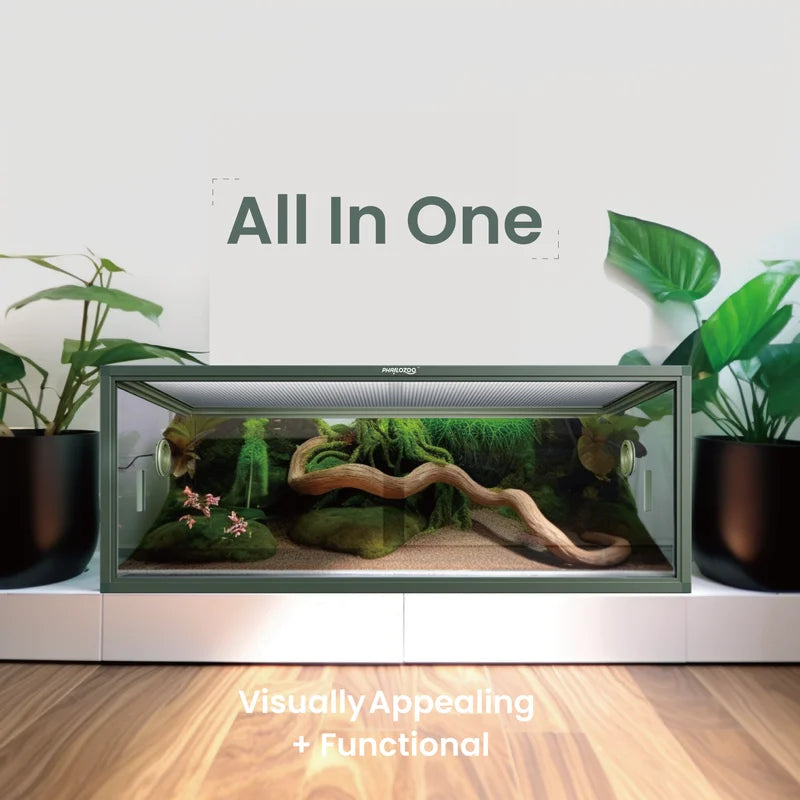 85 Gallon Glass Reptile Terrarium, 48X24X18, Front Openings, Leakproof Bottom, Top Screen Ventilation